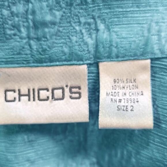 Chico's Teal Longsleeve Buttondown Jacket or Top, Size 2 or Large - Picture 9 of 12